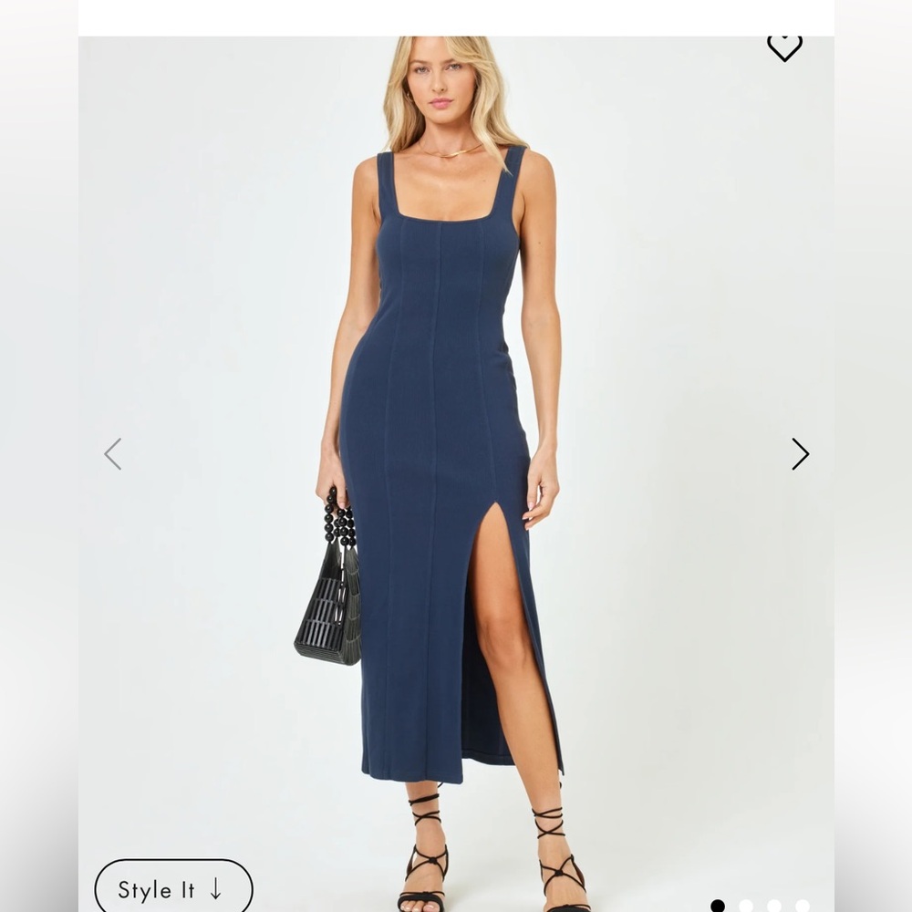 NEW L*SPACE vivienne dress in slate xs  new without tags FITTED RIBBED HIGH SLIT